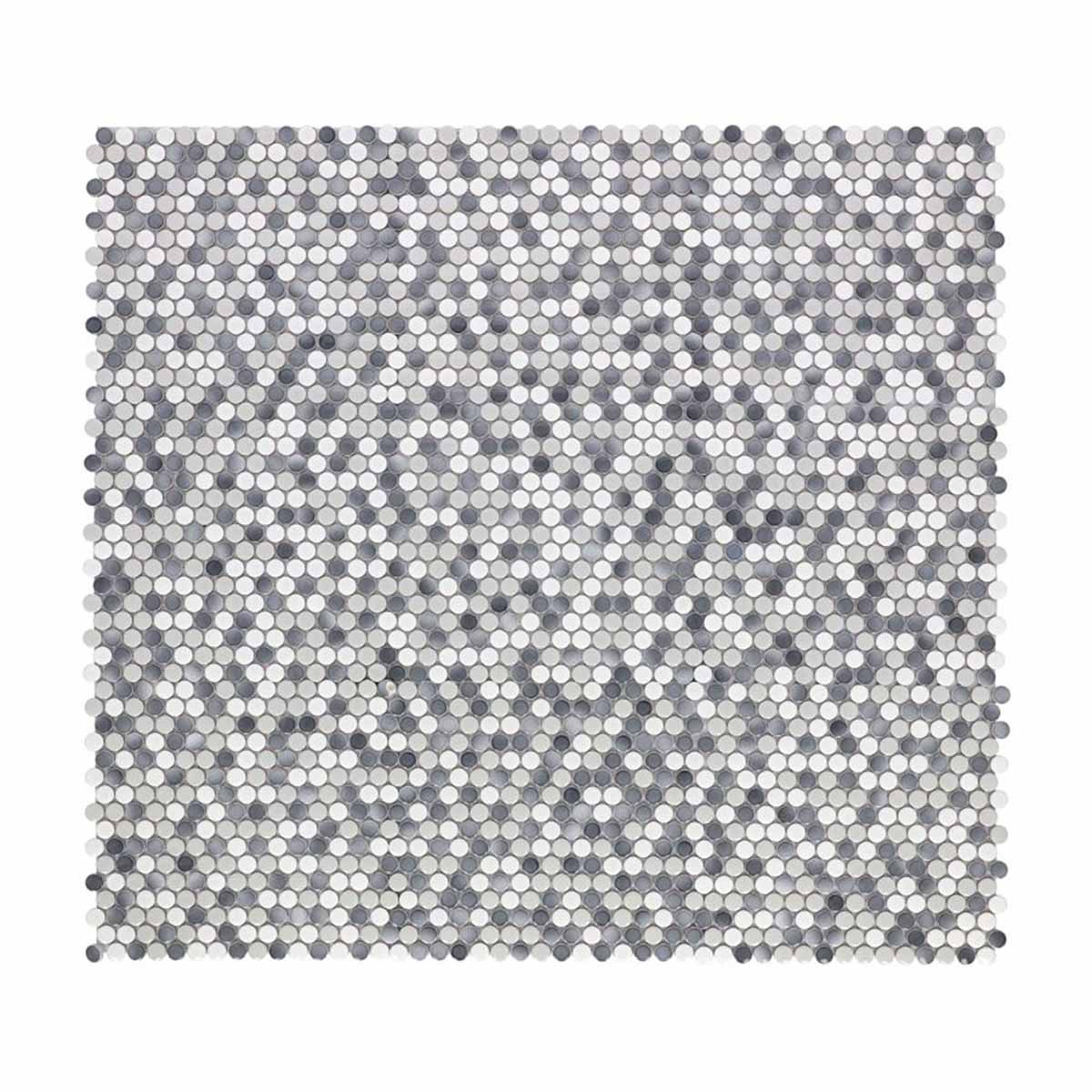 Mosaic Handmade Porcelain Penny Round - Mix Grey Glossy