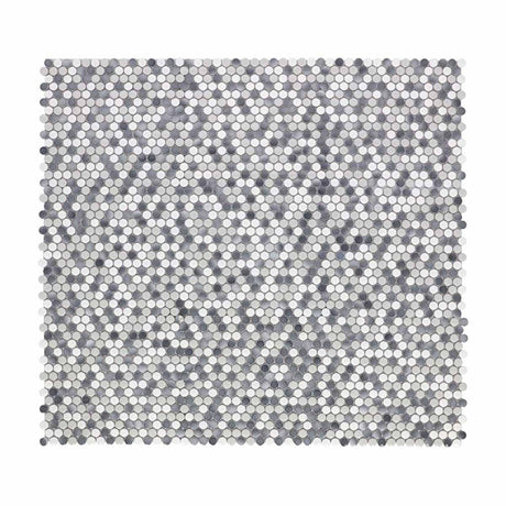 Mosaic Handmade Porcelain Penny Round - Mix Grey Glossy