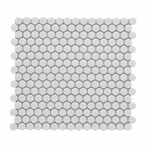 Mosaic Handmade Porcelain Penny Round - Light Gray Matte