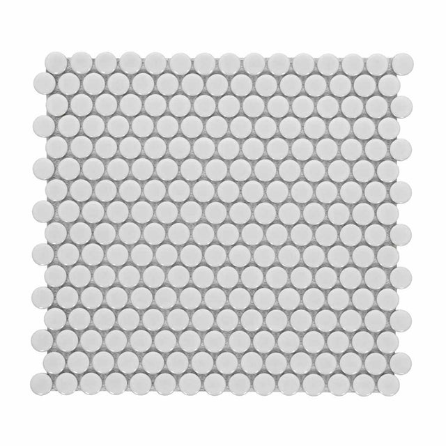 Mosaic Handmade Porcelain Penny Round - Light Gray Matte