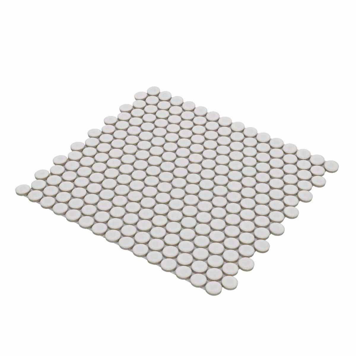 Mosaic Handmade Porcelain Penny Round - Light Gray Matte