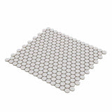 Mosaic Handmade Porcelain Penny Round - Light Gray Matte