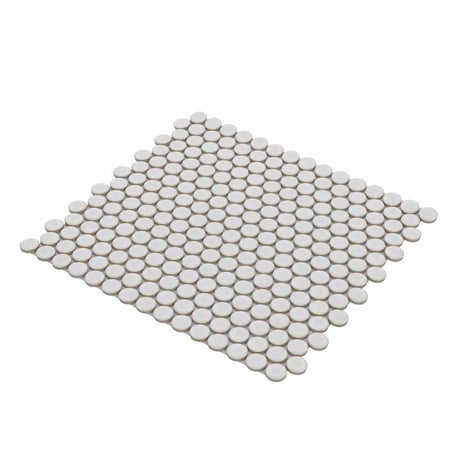 Mosaic Handmade Porcelain Penny Round - Light Gray Matte