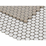 Mosaic Handmade Porcelain Penny Round - Light Gray Matte