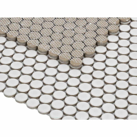 Mosaic Handmade Porcelain Penny Round - Light Gray Matte