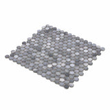 Mosaic Handmade Porcelain Penny Round - Blue Gray Glossy