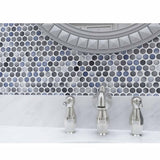 Mosaic Handmade Porcelain Penny Round - Blue Gray Glossy