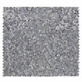 Mosaic Handmade Porcelain Penny Round - Blue Gray Glossy