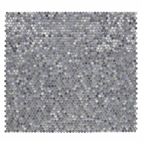 Mosaic Handmade Porcelain Penny Round - Blue Gray Glossy