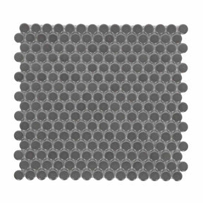 Mosaic Handmade Porcelain Penny Round - Dark Grey Matte