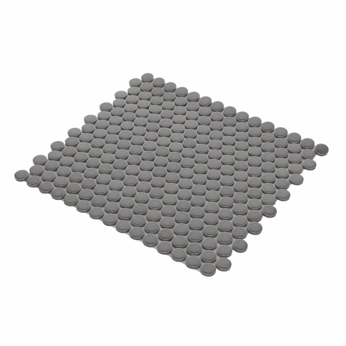 Mosaic Handmade Porcelain Penny Round - Dark Grey Matte