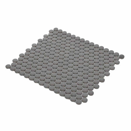 Mosaic Handmade Porcelain Penny Round - Dark Grey Matte