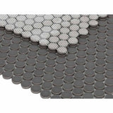 Mosaic Handmade Porcelain Penny Round - Dark Grey Matte