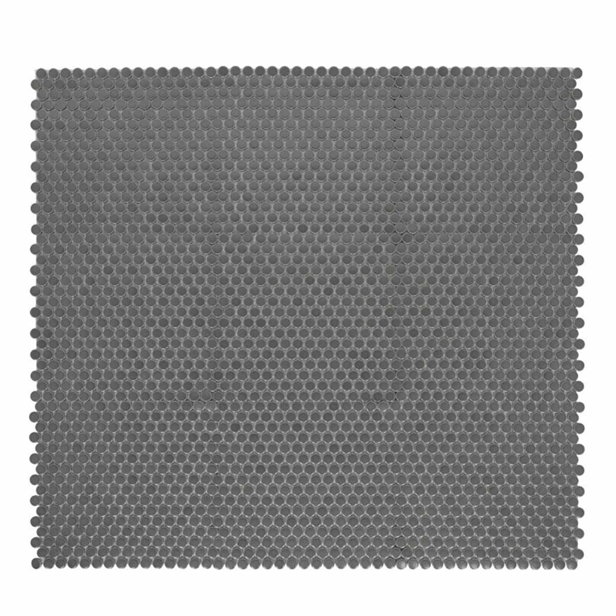 Mosaic Handmade Porcelain Penny Round - Dark Grey Matte