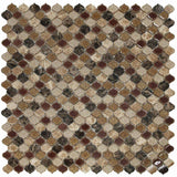 Mosaic Crackle Glass n Marble Tile Arabesque Shape - Cappuccino