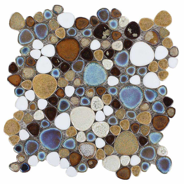 Mango heart shaped handmade porcelain mosaic tile sheet