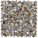 Mango porcelain pebble mosaic tile glossy finish close up