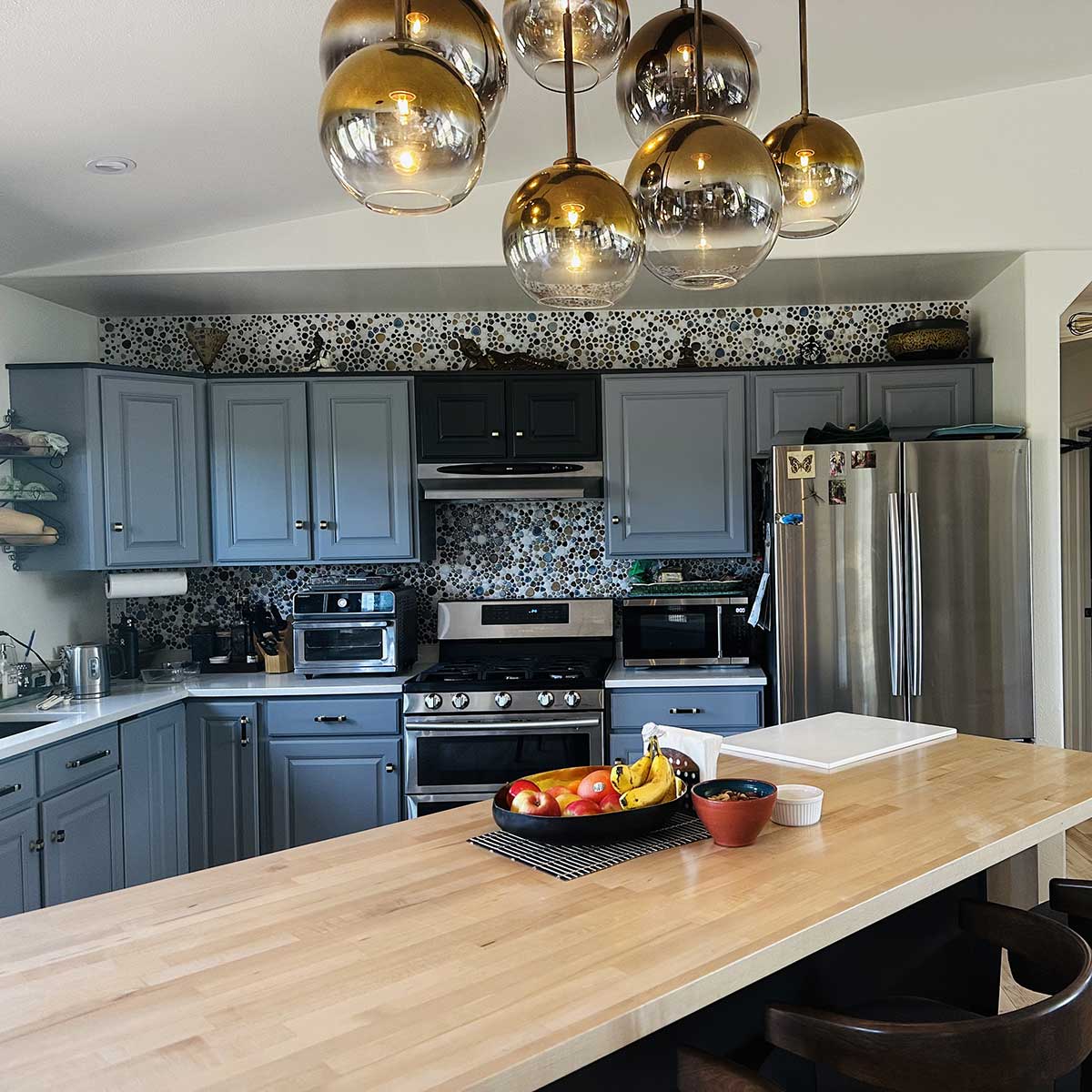 Mango heart shaped porcelain mosaic tile kitchen wall installation