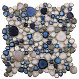 Mosaic Porcelain Tile Mancala Pebble Series - Atlas Blue