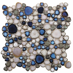 Mosaic Porcelain Tile Mancala Pebble Series - Atlas Blue