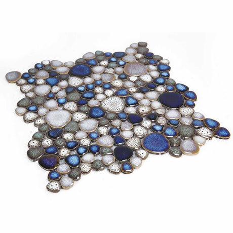 Mosaic Porcelain Tile Mancala Pebble Series - Atlas Blue