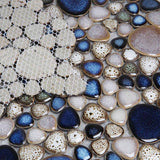 Mosaic Porcelain Tile Mancala Pebble Series - Atlas Blue