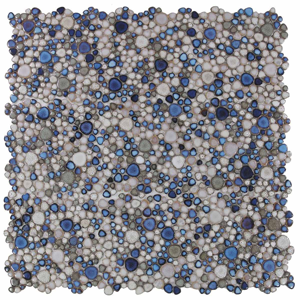 Mosaic Porcelain Tile Mancala Pebble Series - Atlas Blue