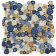 Mosaic Porcelain Tile Mancala Pebble Series - Blue Rust