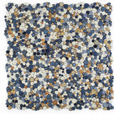 Mosaic Porcelain Tile Mancala Pebble Series - Blue Rust