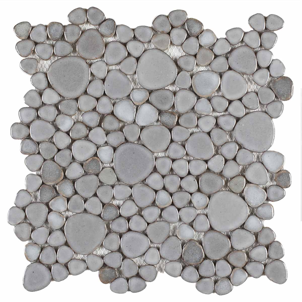 Mosaic Porcelain Tile Mancala Pebble Series - Gray
