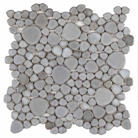 Mosaic Porcelain Tile Mancala Pebble Series - Gray