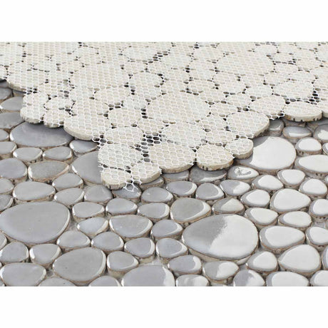 Mosaic Porcelain Tile Mancala Pebble Series - Gray
