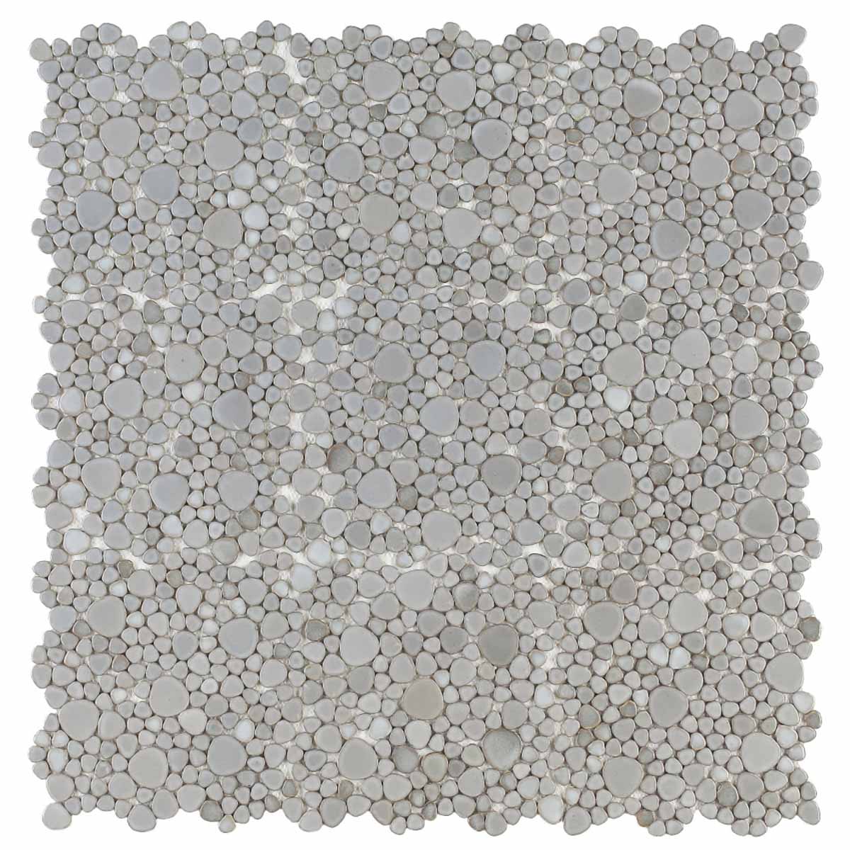 Mosaic Porcelain Tile Mancala Pebble Series - Gray