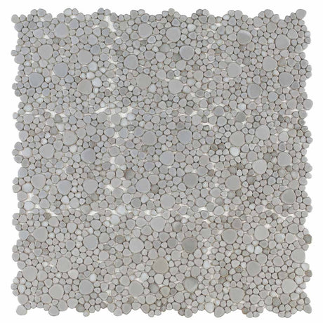 Mosaic Porcelain Tile Mancala Pebble Series - Gray