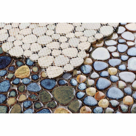 Mosaic Porcelain Tile Mancala Pebble Series - Butterfly
