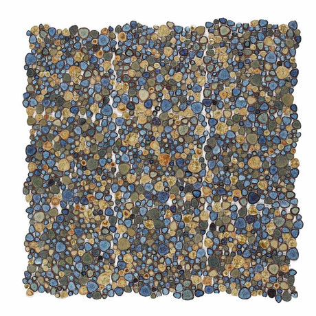 Mosaic Porcelain Tile Mancala Pebble Series - Butterfly