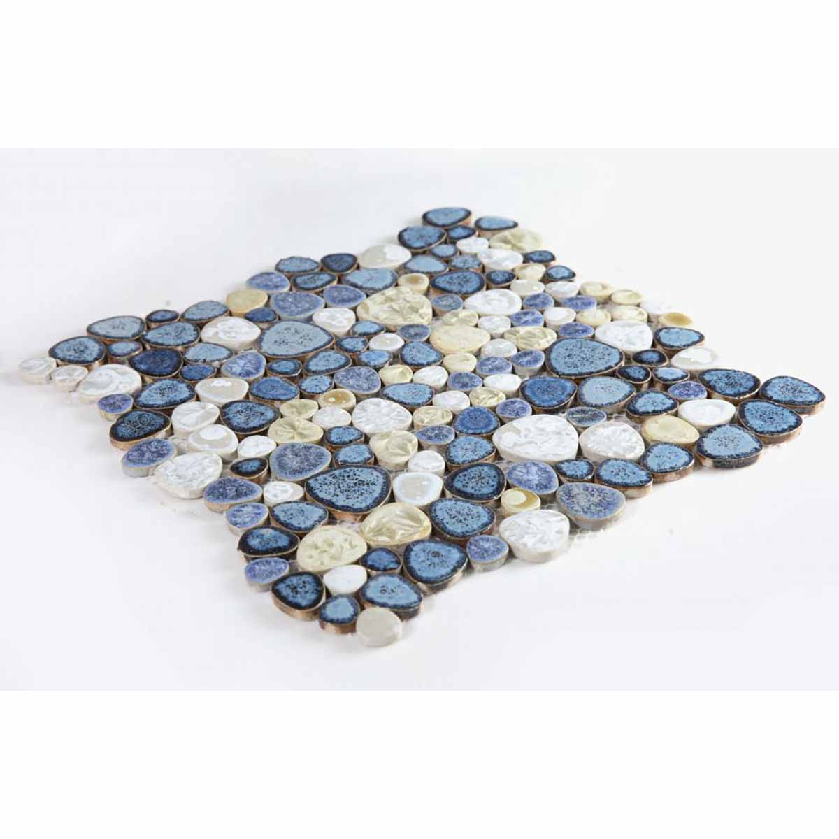Mosaic Porcelain Tile Mancala Pebble Series - Ocean