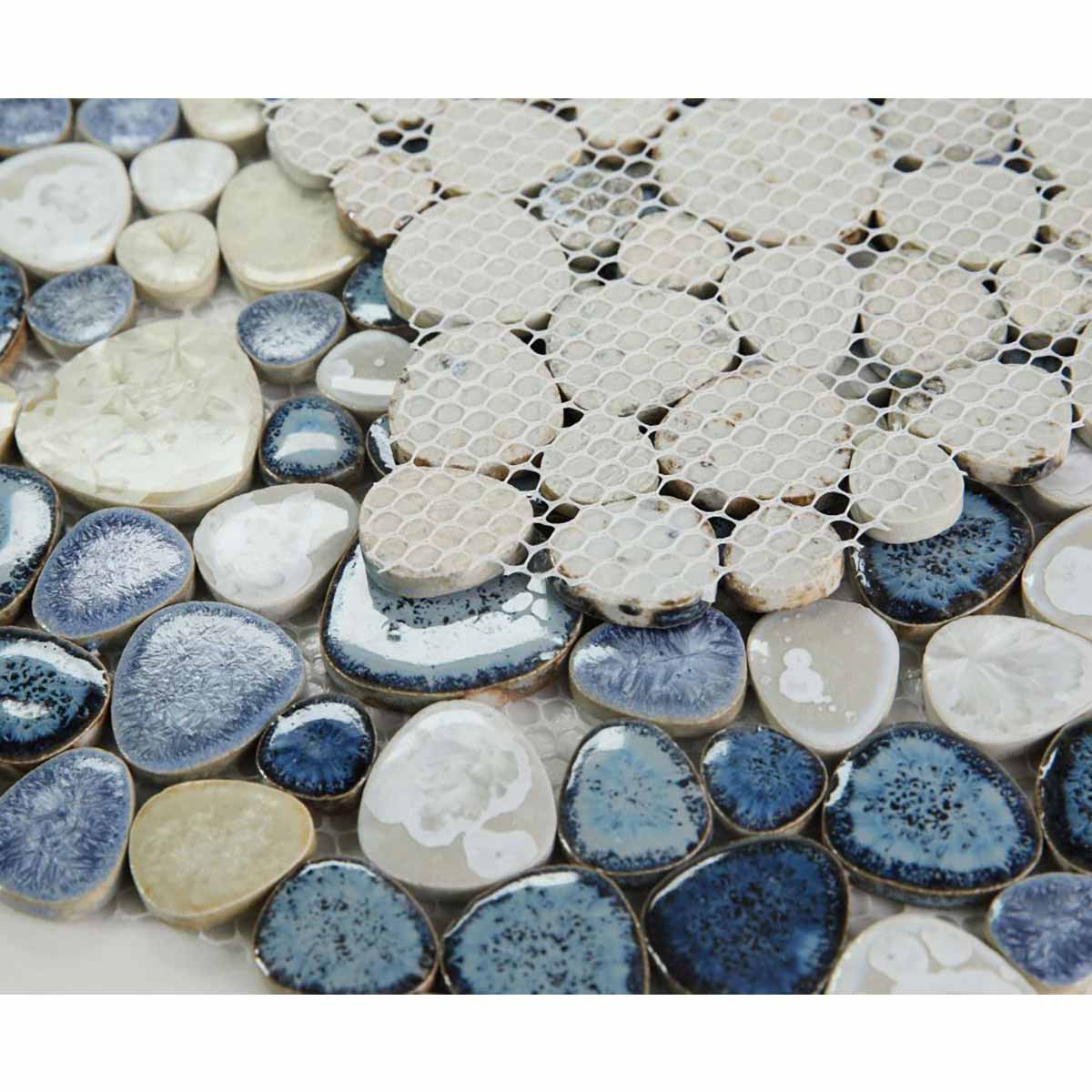 Mosaic Porcelain Tile Mancala Pebble Series - Ocean