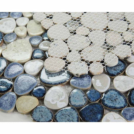 Mosaic Porcelain Tile Mancala Pebble Series - Ocean