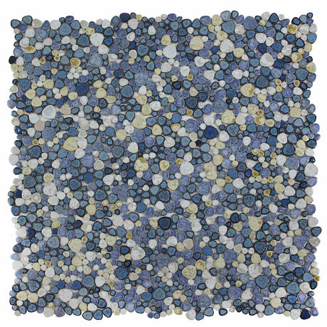 Mosaic Porcelain Tile Mancala Pebble Series - Ocean