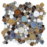 Mosaic Porcelain Tile Mancala Pebble Series - Mango