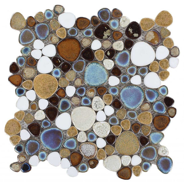 Mosaic Porcelain Tile Mancala Pebble Series - Mango