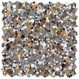 Mosaic Porcelain Tile Mancala Pebble Series - Mango