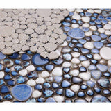 Mosaic Porcelain Tile Mancala Pebble Series - Royal Blue