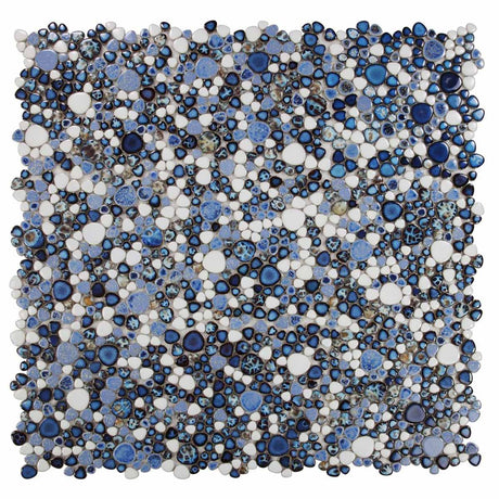Mosaic Porcelain Tile Mancala Pebble Series - Royal Blue