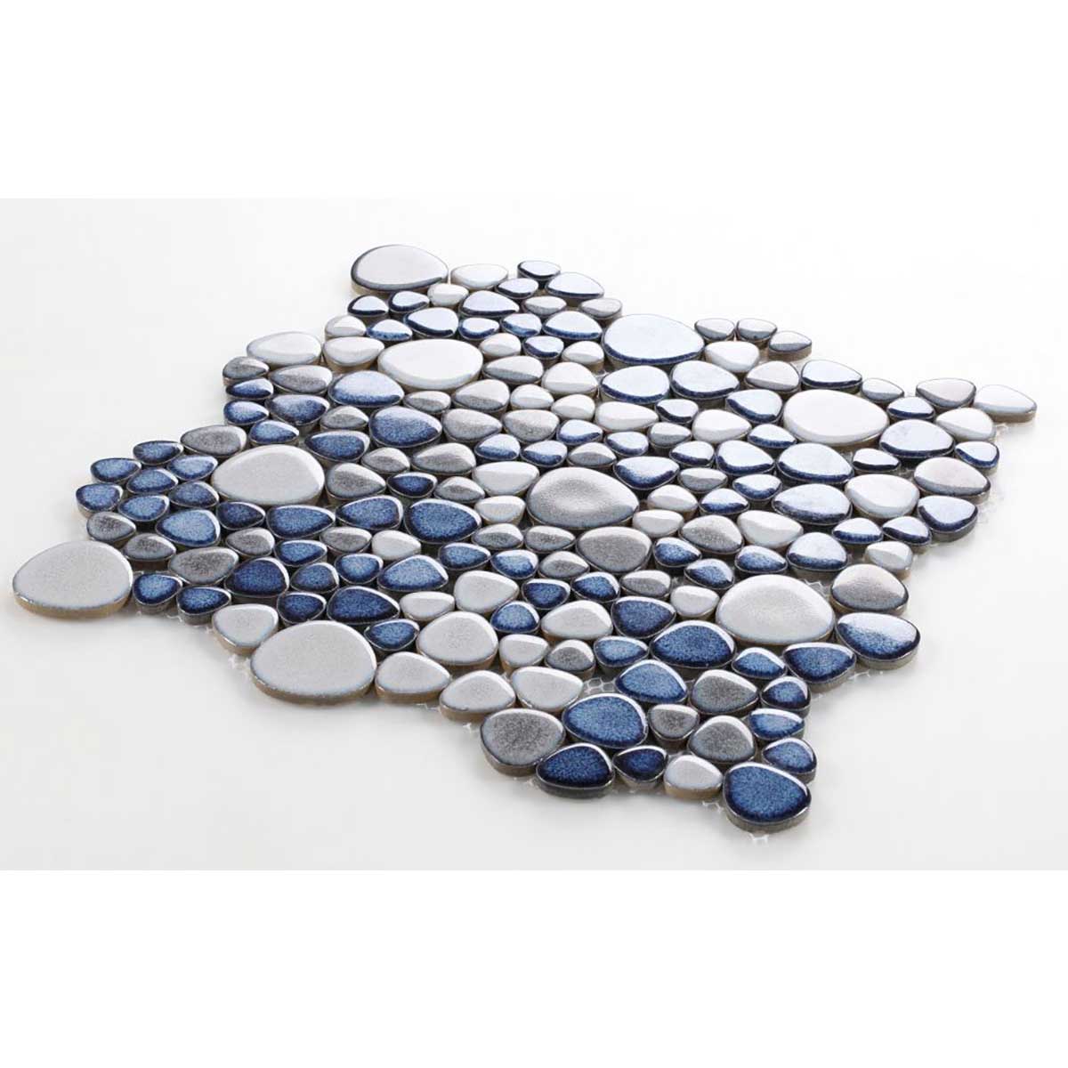 Mosaic Porcelain Tile Mancala Pebble Series - Sky Blue