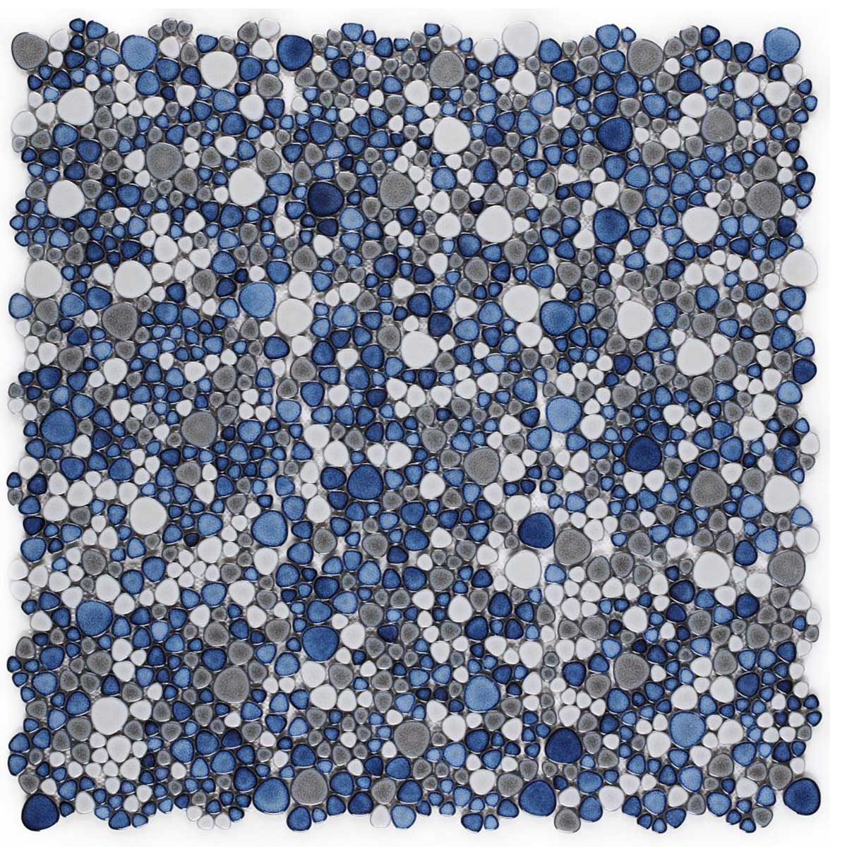 Mosaic Porcelain Tile Mancala Pebble Series - Sky Blue