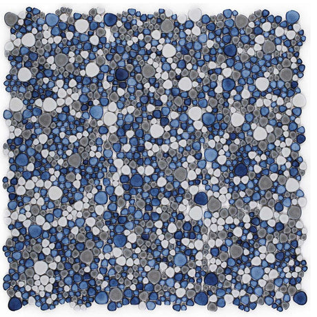 Mosaic Porcelain Tile Mancala Pebble Series - Sky Blue