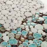 Mosaic Porcelain Tile Mancala Pebble Series - Green Leaf