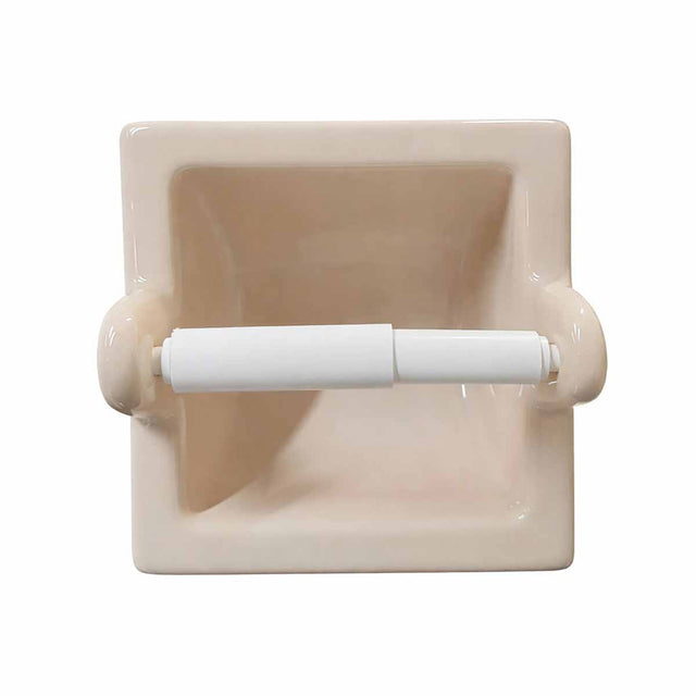 SereneDrains Ceramic Recessed Toilet Extended Paper Holder Parchment Glossy  